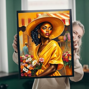 Black Woman Art Puzzle: Colorful Yellow Dress, Gift for Art Lovers (110-1014 Pieces)