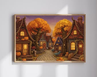 Rompecabezas de pueblo otoñal de Harvest Hollow, regalo para amantes de los rompecabezas
