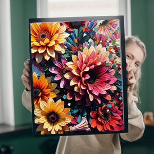 Vibrant Floral Jigsaw Puzzle - 110, 252, 520, 1014-piece, Perfect Gift for Flower Lovers, Relaxation, Family Game Nights, Home Entertainment