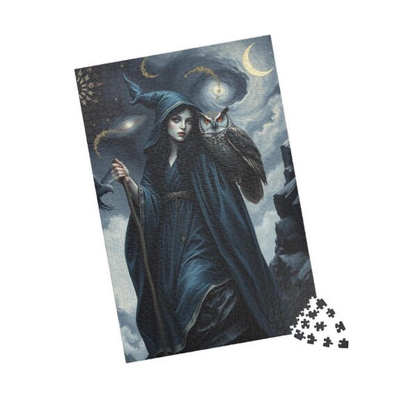 Mystical Night Witch Puzzle: Enchanting Dark Fantasy Art - Etsy