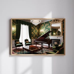 Elegant Vintage Parlor Room Puzzle | 110, 252, 520, 1014-piece Piano Design Jigsaw Game | Art Lover Gift, Family Night Cozy Evening Activity