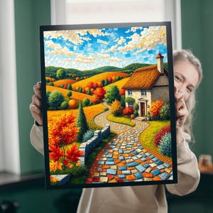 Autumn Landscape Mosaic Puzzle - 110/252/520/1014-Piece, Ideal for Family Game Night, Cozy Fall Decor, Nature Lover Gift, Relaxing Activity
