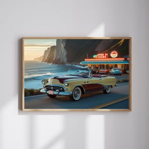 Retro Car Puzzle: Vintage Coastal Scene Family Game