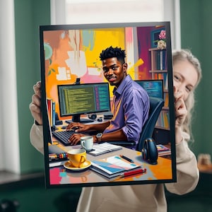 Black Man Coding Jigsaw Puzzle: Afrocentric Art, Home Entertainment