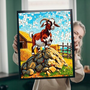 Playful Goat Mosaic Puzzle: Sunny Farm Scene Jigsaw