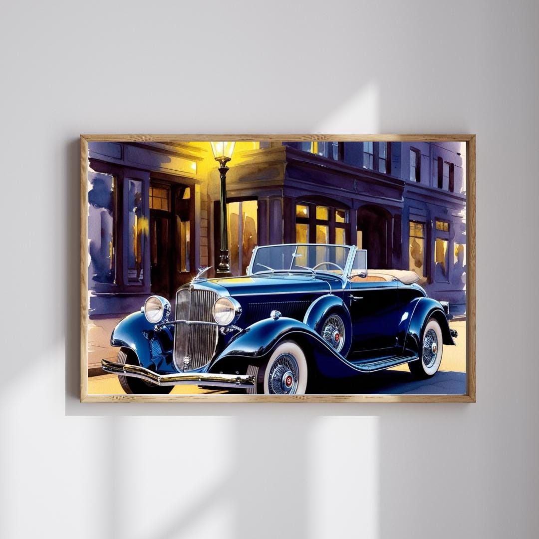 1930年代のコンバーチブルカーのジグソーパズル：レトロなファミリー