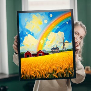 Rainbow Farmhouse Jigsaw Puzzle: Vibrant Landscape, Family Fun (110-1014 Piece)