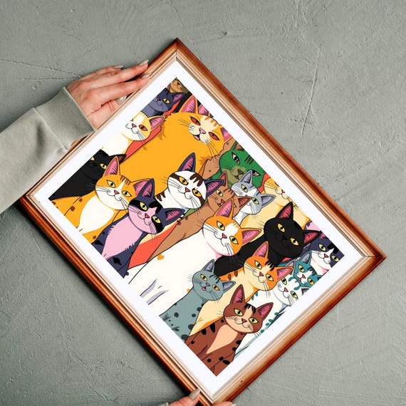 カラフルな猫のパズル：猫好きのためのポップアートジグソーパズル