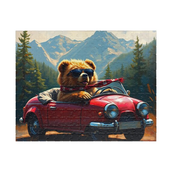 冒険好きなクマのジグソーパズル：山の風景画 - Etsy 日本
