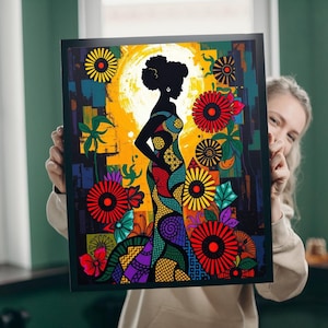 Colorful Lady Silhouette Jigsaw Puzzle: Afrocentric Art Game