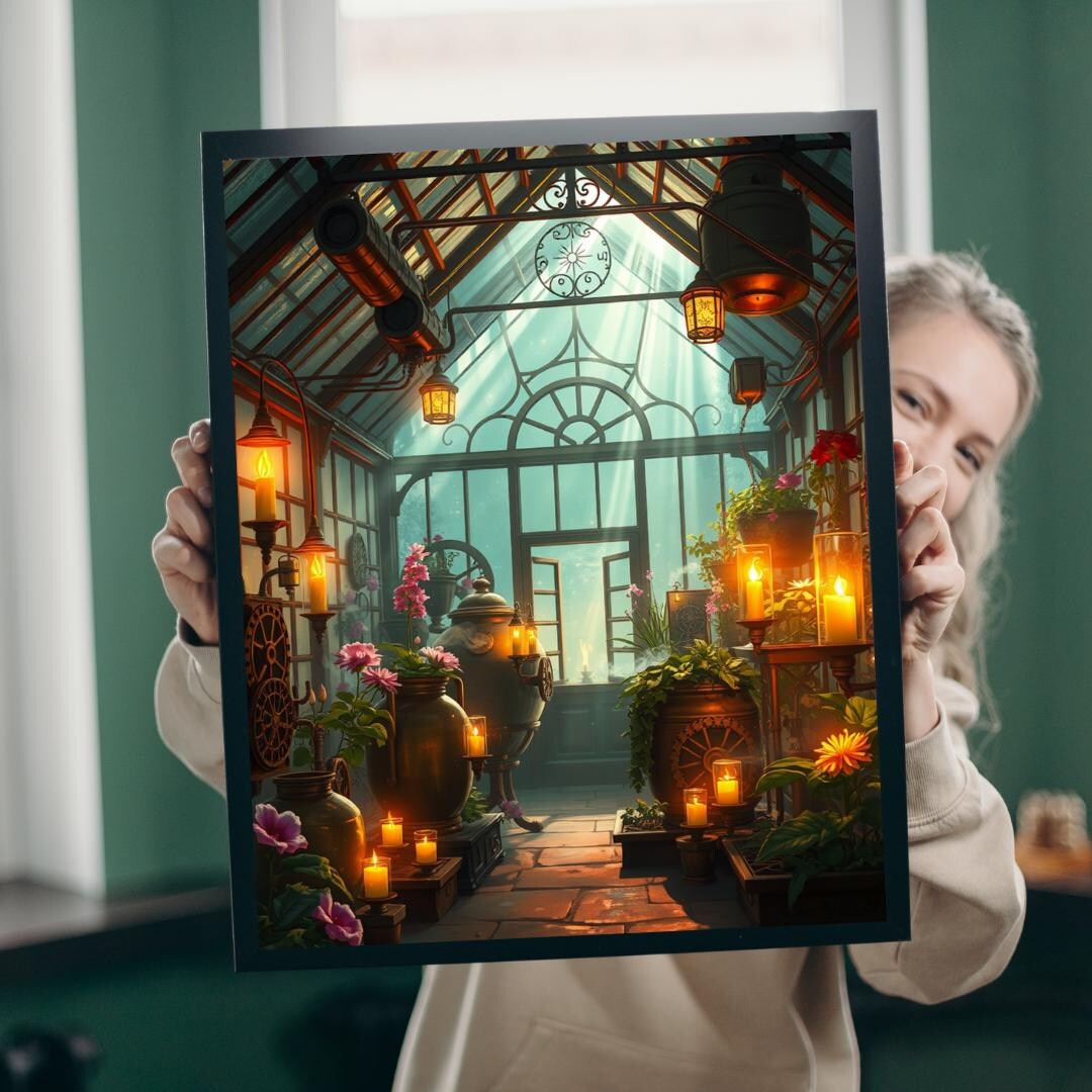 Steampunk Greenhouse Jigsaw Puzzle: Cozy Garden Decor (110-1014