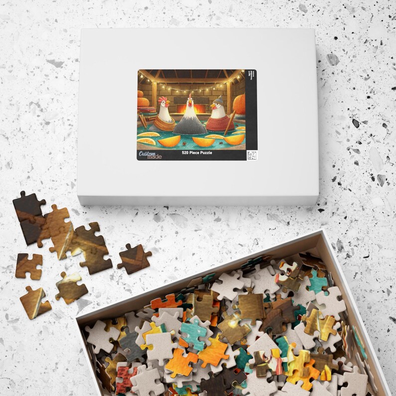 Spa Puzzled Pumpkin Spice Chicken Spa Puzzle - Cozy Autumn Chickens in Spa Bath - Etsy