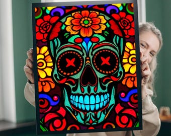 Colorful Skull Jigsaw Puzzle: Vibrant Artwork, Fun Activity - Etsy