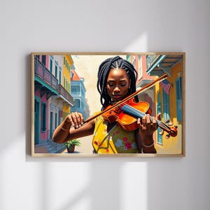 Colorful Violinist Puzzle: Black Woman Art Jigsaw, Music Lover Gift