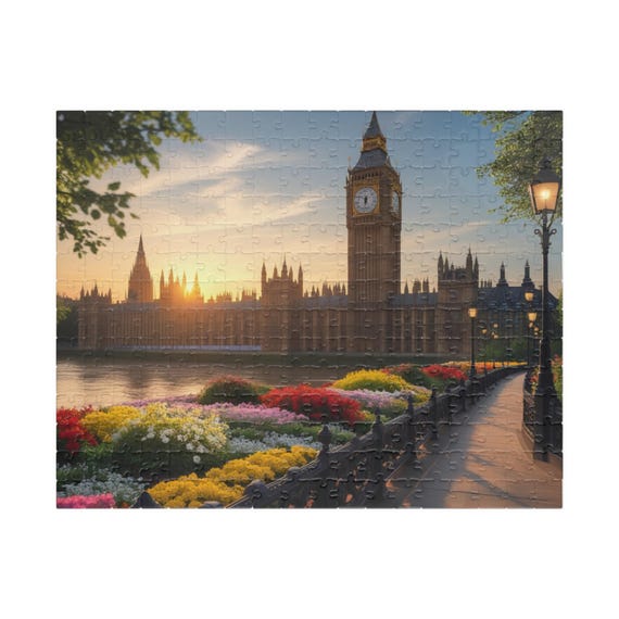 ロンドン ビッグベン ジグソーパズル: 日の出とテムズ川の眺め - Etsy 日本