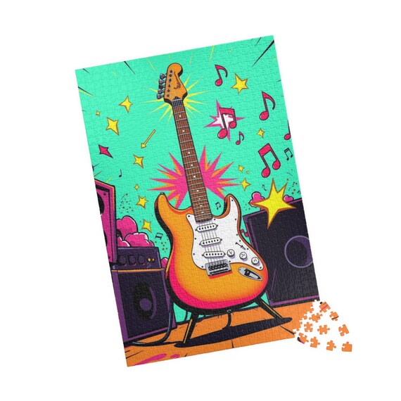 Colorful Guitar Puzzle: Pop Art Jigsaw for Music Lovers - Etsy