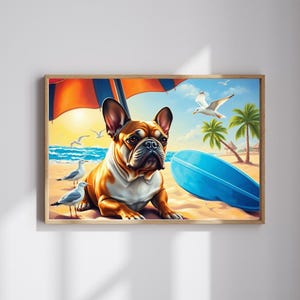 Beach Dog Puzzle - French Bulldog Jigsaw Game for Adults, Animal Lover Gift for Friend, Family Game Night, Brain Teaser, Relaxation Activity