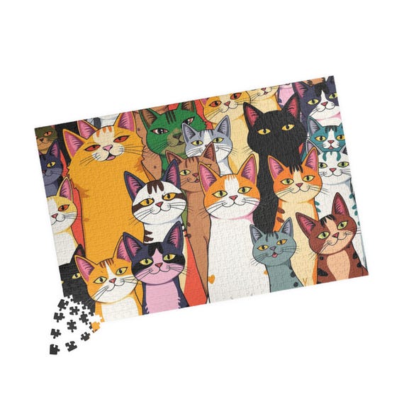 カラフルな猫のパズル：猫好きのためのポップアートジグソーパズル