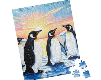 Penguin Mosaic Jigsaw Puzzle: Arctic Wildlife Winter Landscape - Etsy