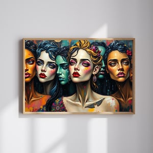 Artistic Women Jigsaw Puzzle: Colorful Gothic Art Brain Teaser
