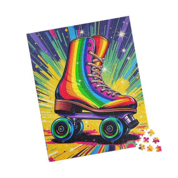 Rainbow Roller Skate Jigsaw Puzzle: Pop Art Family Game - Etsy