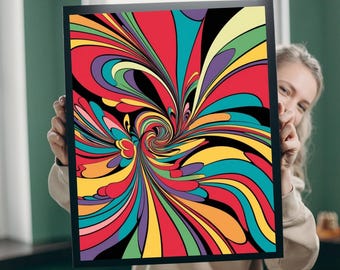 Kleurrijke wervelende legpuzzel: popart-familiespelletjesavond