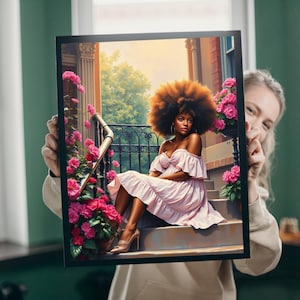 African American Woman Puzzle, Black Lady on Porch Jigsaw Game | Afrocentric Gift for Adults, Black People Present, Unique Puzzle Black Art