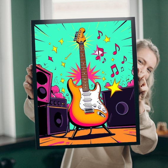 アート・デザイン・音楽 by Paul Misso/IDEA Colorful Guitar Puzzle: Pop Art Jigsaw for Music Lovers - Etsy