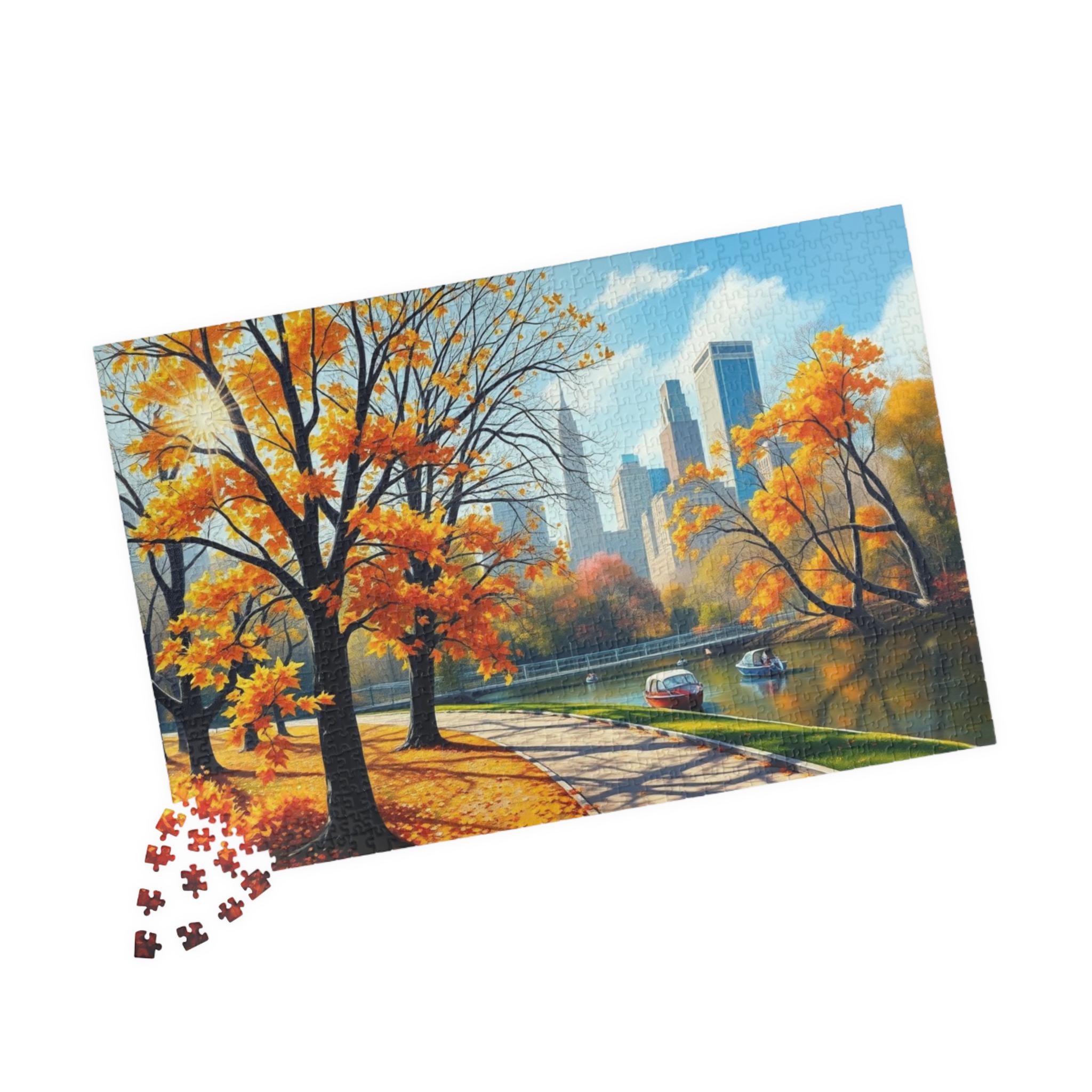 Central Park Autumn Landscape Puzzle: Family Game Night Brain