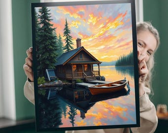 Lakeside Cabin Jigsaw Puzzle: Cozy Nature Scene