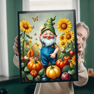 Whimsical Garden Gnome Jigsaw Puzzle: Sunflower & Butterfly Scene