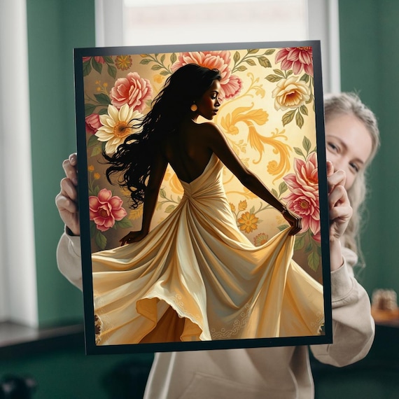 Elegant Black Woman Portrait Jigsaw Puzzle: Vintage Floral Art - Etsy