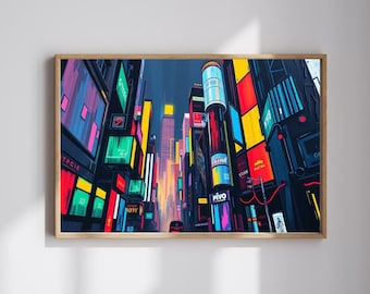 Neon City Jigsaw Puzzle: Abstract Urban Skyline, Relaxing Brain Teaser