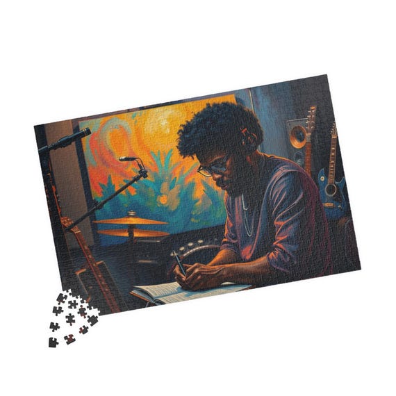 Black Man Writing Music Jigsaw Puzzle: Afrocentric Art Gift - Etsy