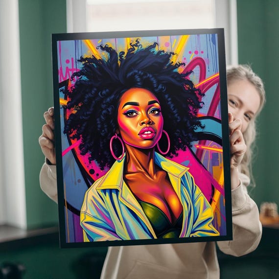 アメコミ AFRO Black Woman Afro Puzzle: Abstract Pop Art Jigsaw - Etsy