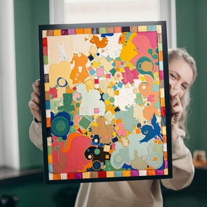 Colorful Abstract Jigsaw Puzzle, Art Therapy Game, Family Fun Activity, Unique Gift for All Ages, Patient Mental Exercise Brain Teaser