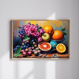 Vintage Style Fruit and Flower Jigsaw Puzzle: Colorful Still Life Game