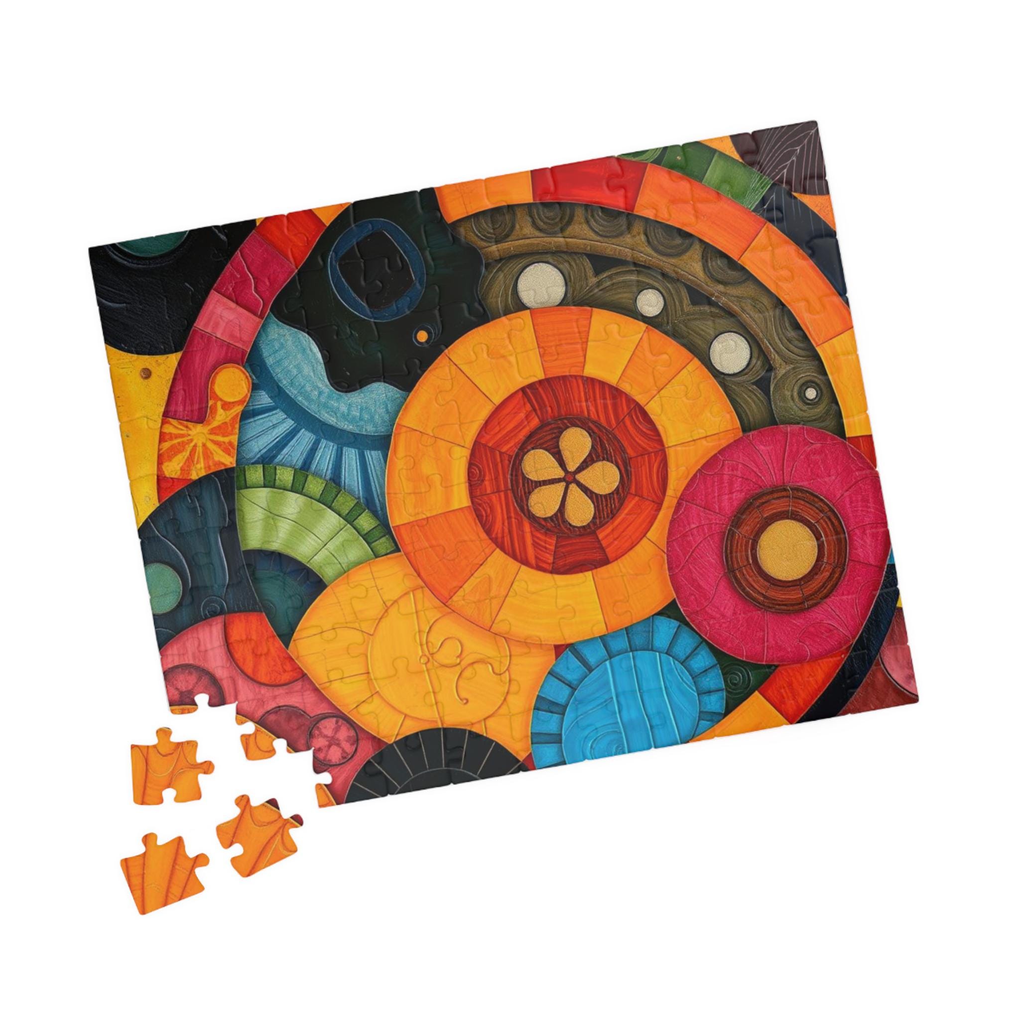Vibrant Abstract Jigsaw Puzzle: Colorful Chipboard Puzzle for