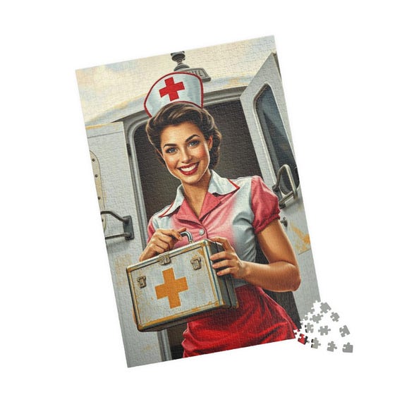 Vintage Nurse Jigsaw Puzzle: Retro Medical Art, Family Fun - Etsy