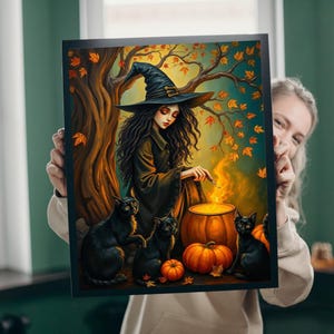 Witchy Cauldron Jigsaw Puzzle: Catspell Halloween Scene