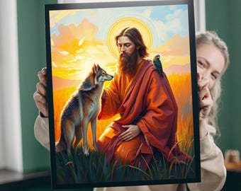 Saint Francis Blessing Wolf Jigsaw Puzzle: Religious Meditation
