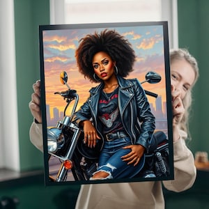 Motorcycle Chic Puzzle - 110, 252, 520, 1014-Piece African American Woman, Perfect Gift for Bikers, Adventurers, and Puzzle Enthusiasts