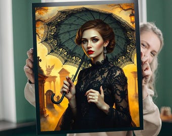 Gothic Lady-puzzel: vintage betoverend ontwerp