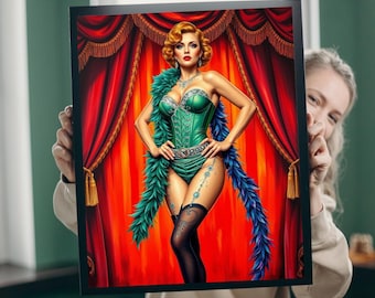 Puzzle z tancerką burleski w stylu vintage: sztuka retro glamour (110–1014 elementów)