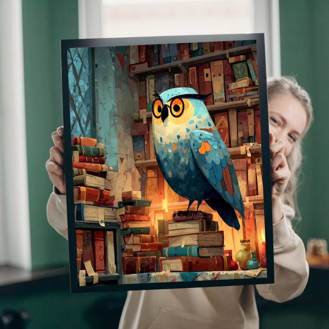 Whimsical Owl Book Lover Puzzle: Family Fun Decor