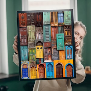 Colorful Doorways Puzzle - 110/252/520/1014-Piece Collage Jigsaw Game, Solo Fun, Home Decor, Family Activity, Game Night, Unique Gift