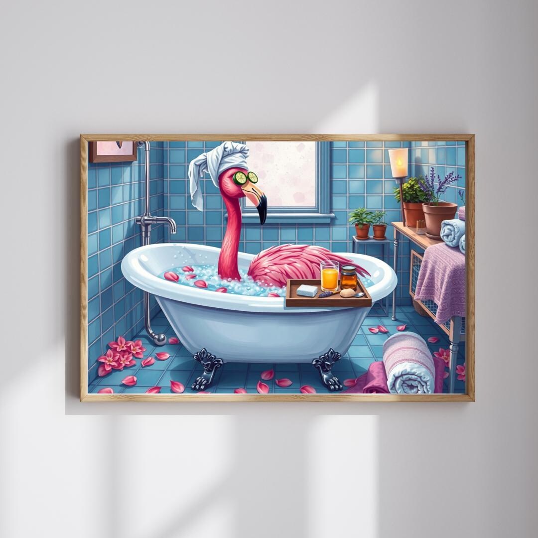 Spa Puzzled Flamingo Spa Puzzle: Cozy Bath Time Jigsaw for Adults - Etsy