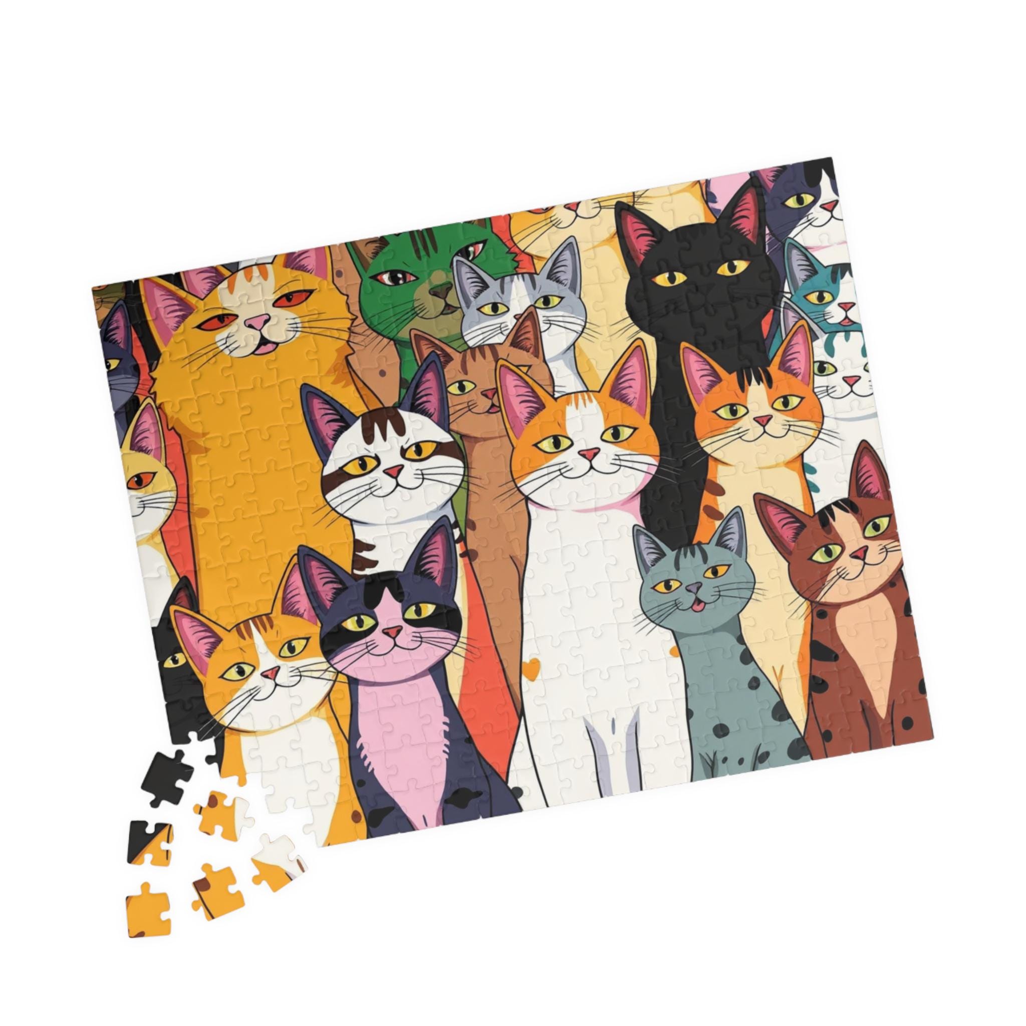 カラフルな猫のパズル：猫好きのためのポップアートジグソーパズル