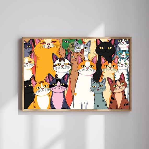 カラフルな猫のパズル：猫好きのためのポップアートジグソーパズル