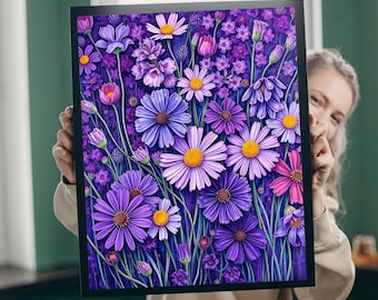 Floral Puzzle Art: Colorful Flower Design for Family Fun